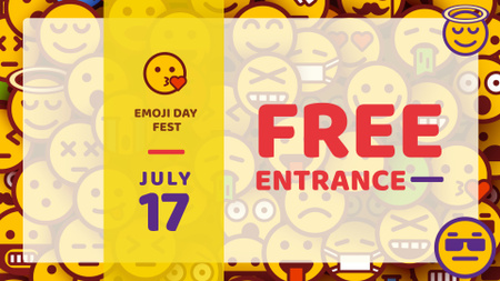 Ontwerpsjabloon van FB event cover van Emoji Day Festival Announcement