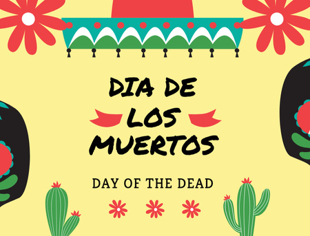 Day Of The Dead Announcement With Illustration Postcard 4.2x5.5in Design Template