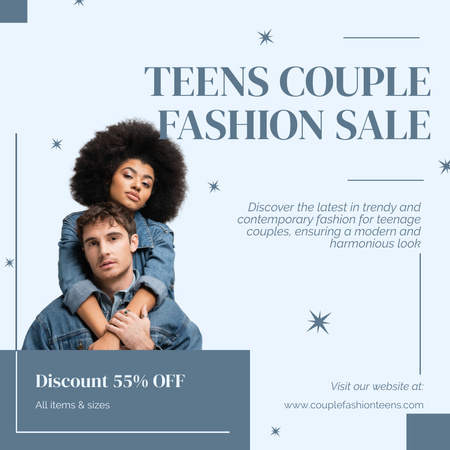 Denim Couple Clothes For Teens Sale Offer Instagram Design Template