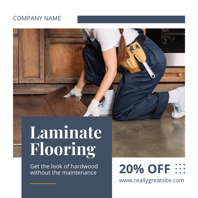 Services of Laminate Flooring with Discount Animated Post Πρότυπο σχεδίασης