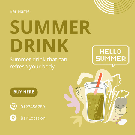 Designvorlage Summer Drinks Offer für Instagram