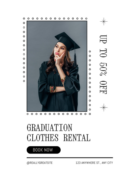 Clothes Rental Offer for Graduation Ceremony Poster USデザインテンプレート