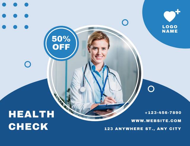 Discount on Health Check Thank You Card 5.5x4in Horizontal Design Template