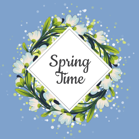 Spring Flowers Rotating Circle Wreath Animated Post Design Template