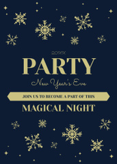 New Year Party Announcement With Snowflakes