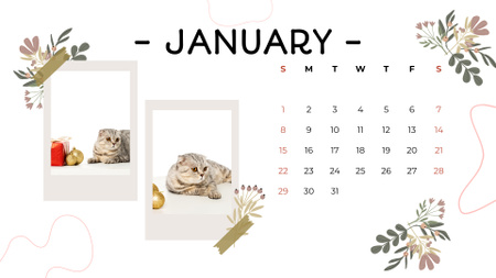 Roztomilá koláž s roztomilými kočkami Calendar Šablona návrhu