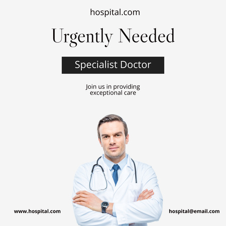 We're Hiring Doctor Specialist With Medical Experience Instagram Design Template