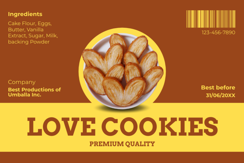 Heart Shaped Cookies With Sugar Offer Label Design Template