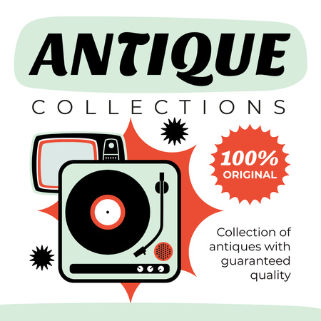 Rare Original Collections With Turntable And TV Instagram AD Design Template