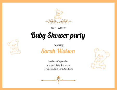 Baby Shower Party Neutral Beige Invitation 13.9x10.7cm Horizontal Design Template