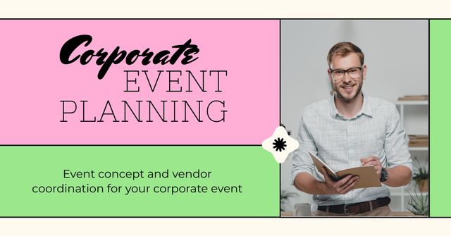 Plantilla de diseño de Concept and Coordination of Corporate Events Facebook AD 