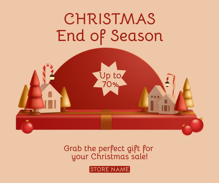 Christmas Seasonal Sale Homes and Candy Cane Lighters Facebook Design Template
