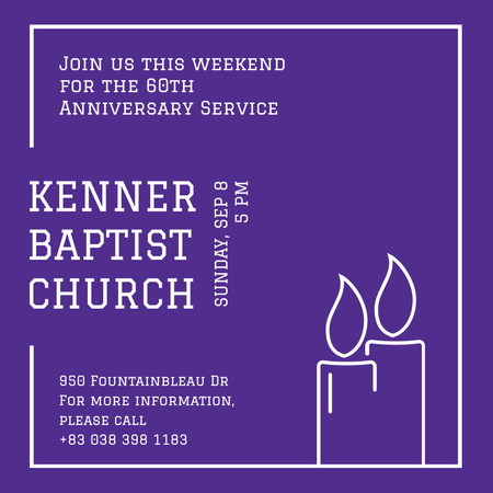 Ontwerpsjabloon van Instagram van Uitnodiging voor Church on Purple