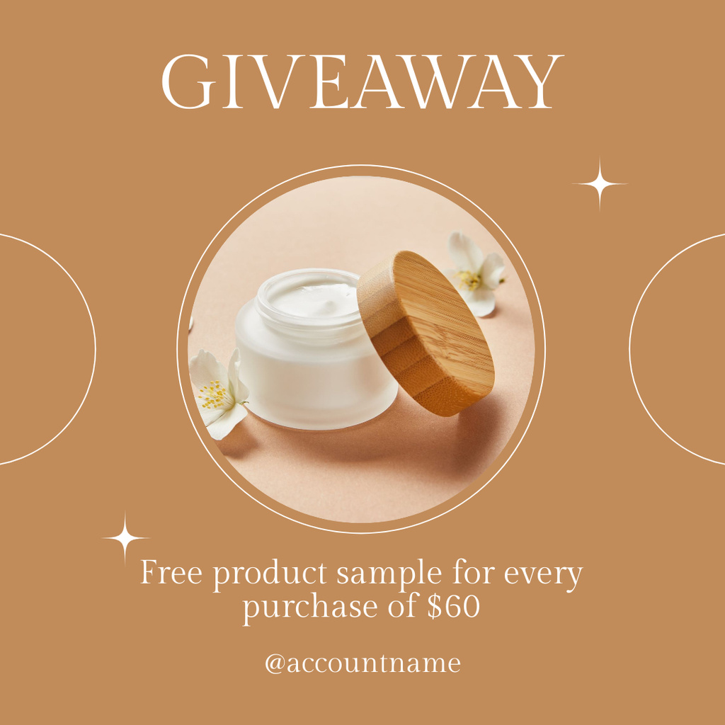 Designvorlage Skincare Product Giveaway Ad with Cream in Beige für Instagram