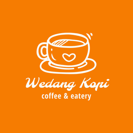 Cafe Advertisement with Cup of Coffee Logo Design Template
