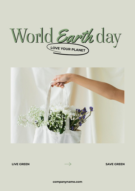 World Earth Day Announcement with Flowers in Bag Poster – шаблон для дизайна