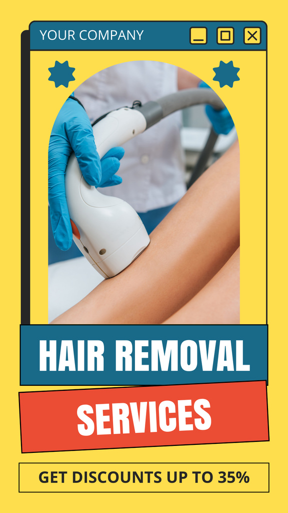 Hair Removal Discount on Yellow Instagram Story Modelo de Design