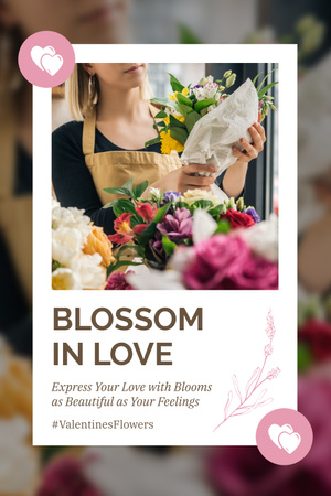 Blossoming Florals Bouquet Due Valentine's Day Pinterest Design Template