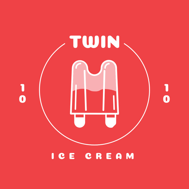 Emblem with Ice Cream in Red Logo 1080x1080px Design Template