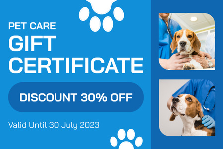 Pets Medical Checkup Gift Certificate Design Template