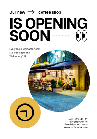 Cozy Coffee Shop Opening Announcement Poster 28x40in Πρότυπο σχεδίασης