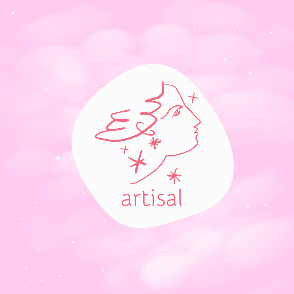 Creative Female Portrait on Pink Logo Tasarım Şablonu
