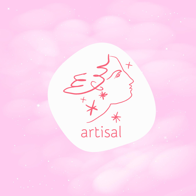 Creative Female Portrait on Pink Logoデザインテンプレート