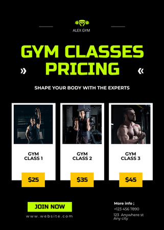 Gym Classes Pricing Announcement Flayer Design Template