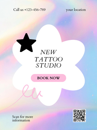 Colorful Tattoo Studio Opening Announcement Poster US Design Template