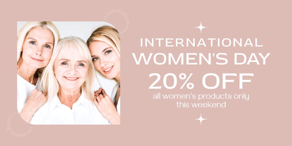Designvorlage Women's Day Sale with Young and Adult Women für Twitter