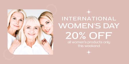 Szablon projektu Women's Day Sale with Young and Adult Women Twitter