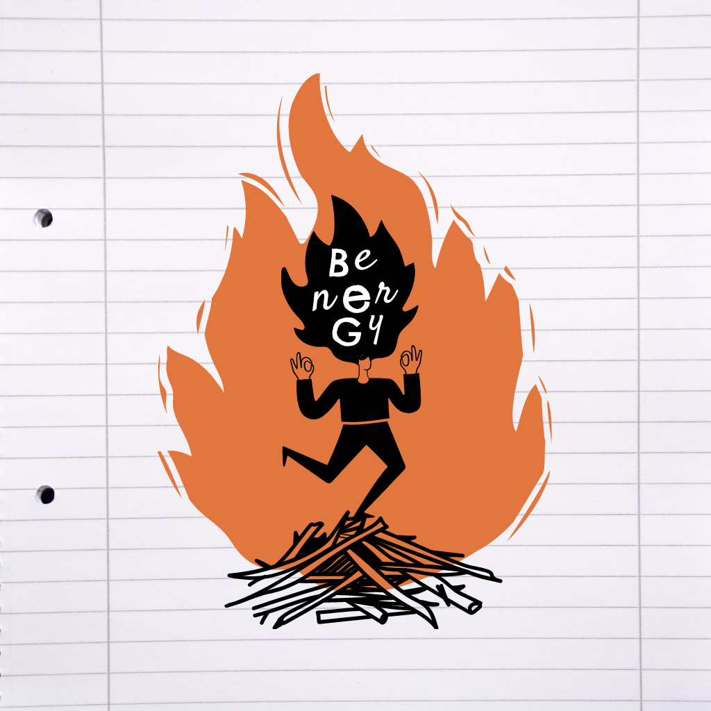 Girl dancing on Bonfire Logoデザインテンプレート