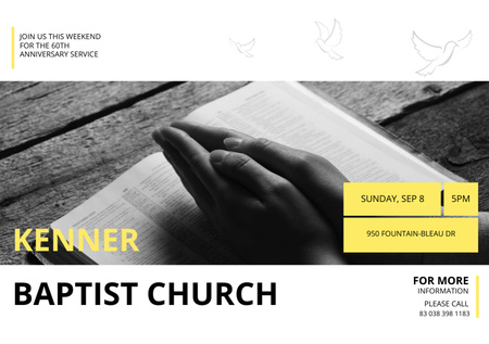 Designvorlage Prayer Invitation with Hands on Bible für Flyer A5 Horizontal