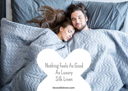 Luxury silk linen website with Couple resting in bed Postcard – шаблон для дизайна