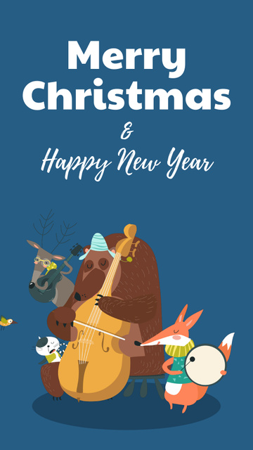 Christmas Holiday Greeting with Animals Instagram Video Story Šablona návrhu