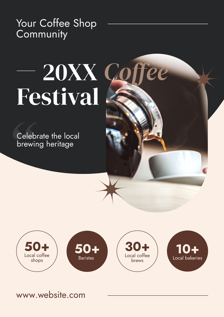 Coffee Festival Invitation Layout with Photo Poster Design Template