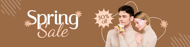 Template di design Fashion Spring Sale with Stylish Couple Twitter