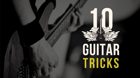 Ontwerpsjabloon van Youtube Thumbnail van Guitar Tricks Ad Man Gitaarspelen