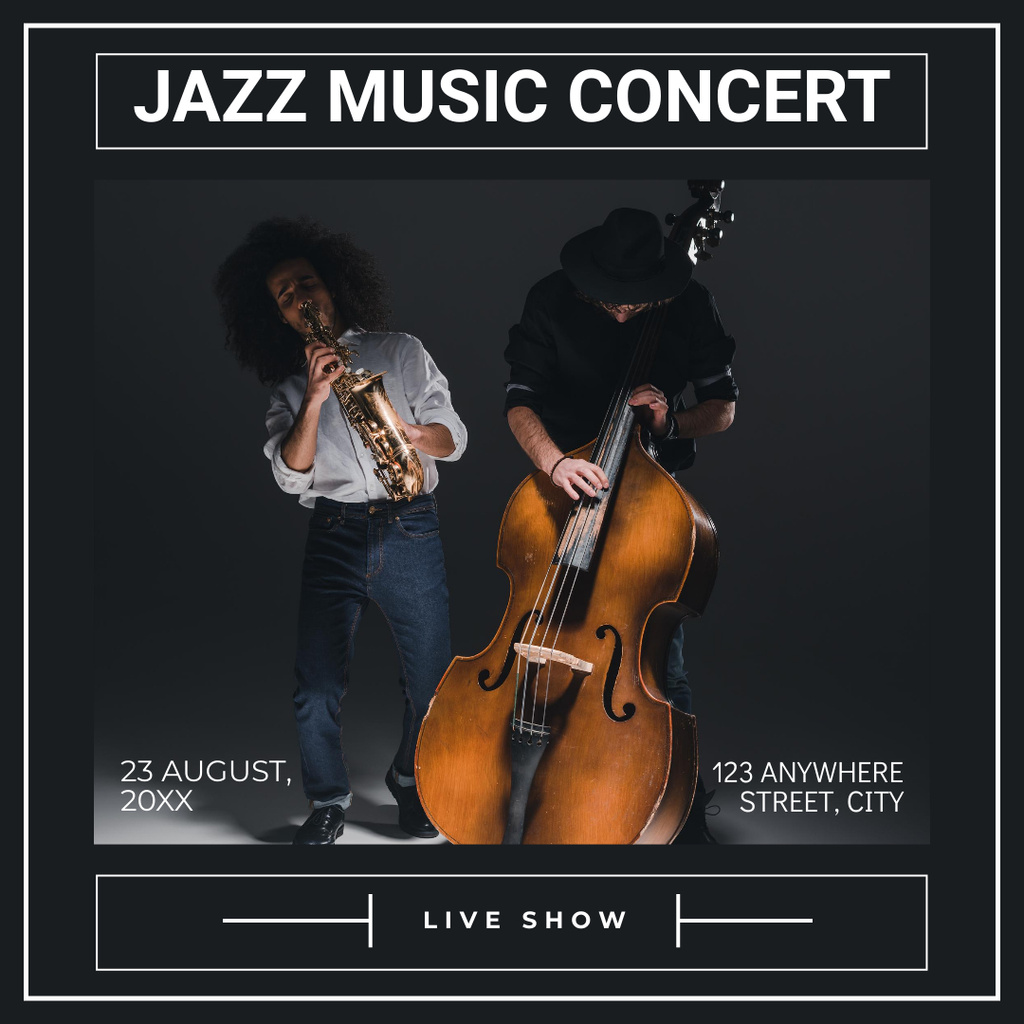 Ontwerpsjabloon van Instagram van Jazz Music Concert Ad