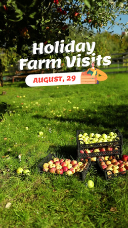 Designvorlage Ferienbauernhofbesuche im Sommer mit Äpfeln für TikTok Video
