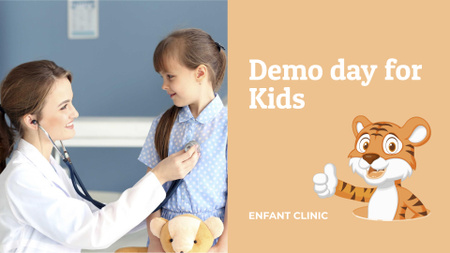 Children's Hospital Ad Pediatrician Examining Child FB event cover Design Template