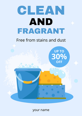 Kokulu Temizlik Malzemeleri Satılık Mavi Poster Tasarım Şablonu