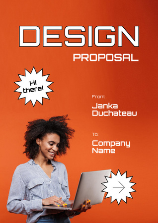 Plantilla de diseño de El diseñador está trabajando en la computadora portátil Proposal 