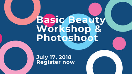 Beauty workshop invitation on Colorful circles pattern FB event cover – шаблон для дизайна