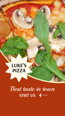 Designvorlage Appetitliche Pizza mit Pilzen im Pizzeria-Angebot für TikTok Video