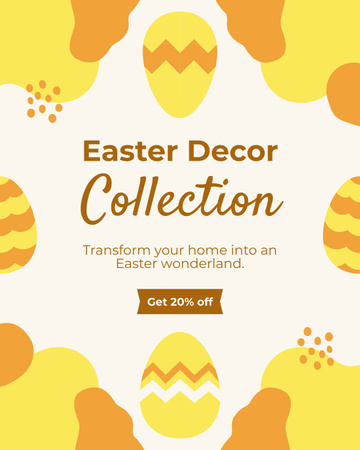 Designvorlage Ostern-Dekor-Sammlungsanzeige mit gelben Eiern für Instagram Post Vertical