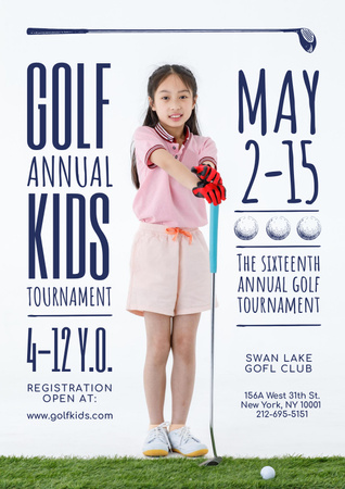 Kids Golf Tournament Announcement Poster Design Template
