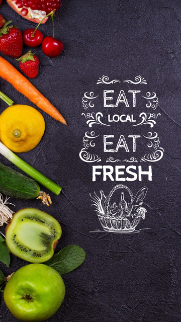 Designvorlage Local Food Vegetables and Fruits für Instagram Story