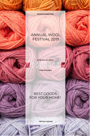 Knitting Festival Invitation with Wool Yarn Skeins Pinterest Design Template