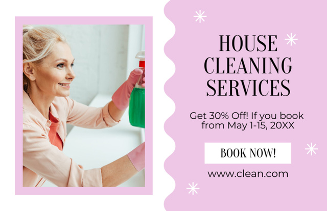 Ontwerpsjabloon van Flyer 5.5x8.5in Horizontal van Cleaning Services Booking Offer